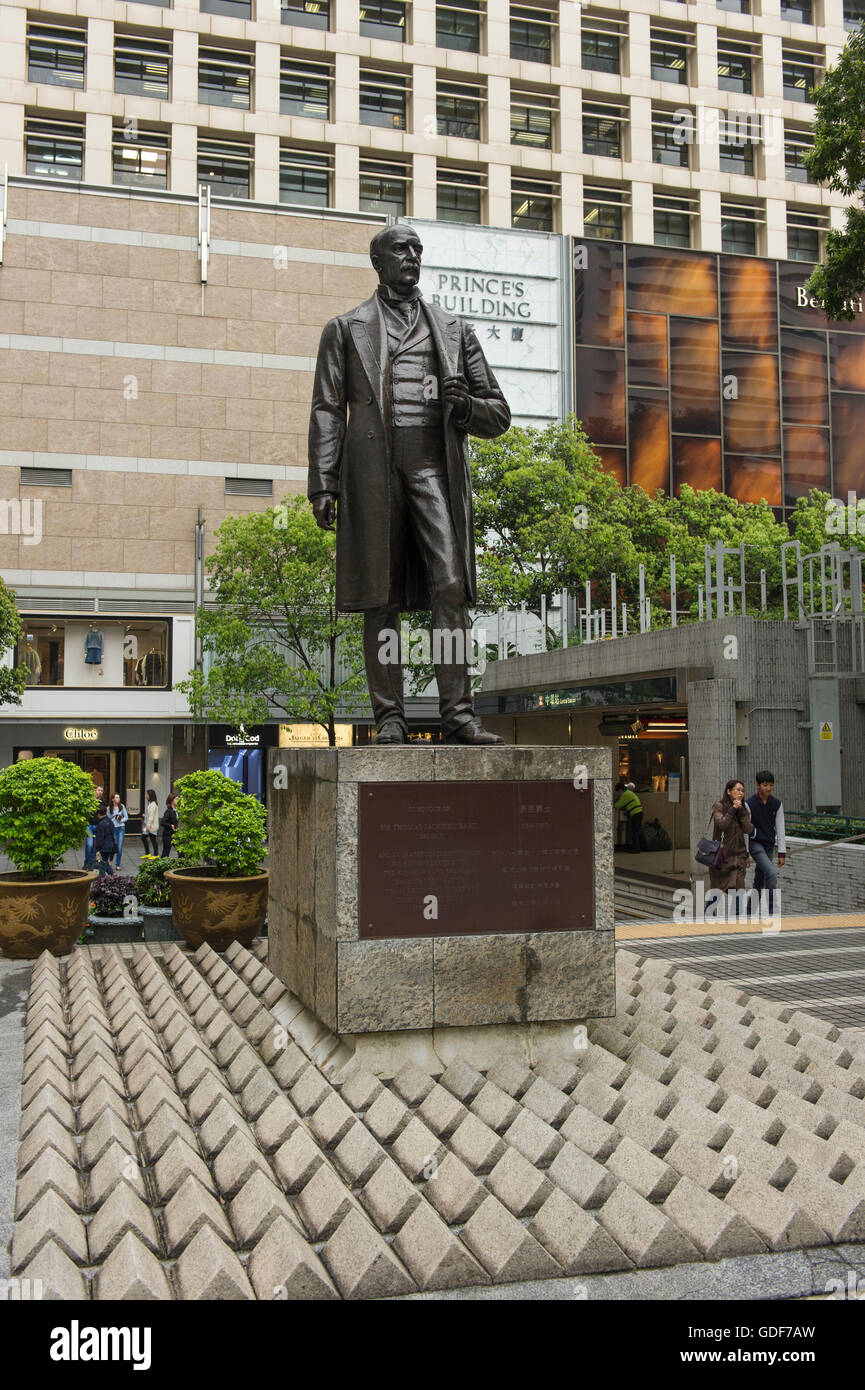 Sir Thomas Jackson, statue at Statue Square, Central, Hong Kong, Chine. Banque D'Images