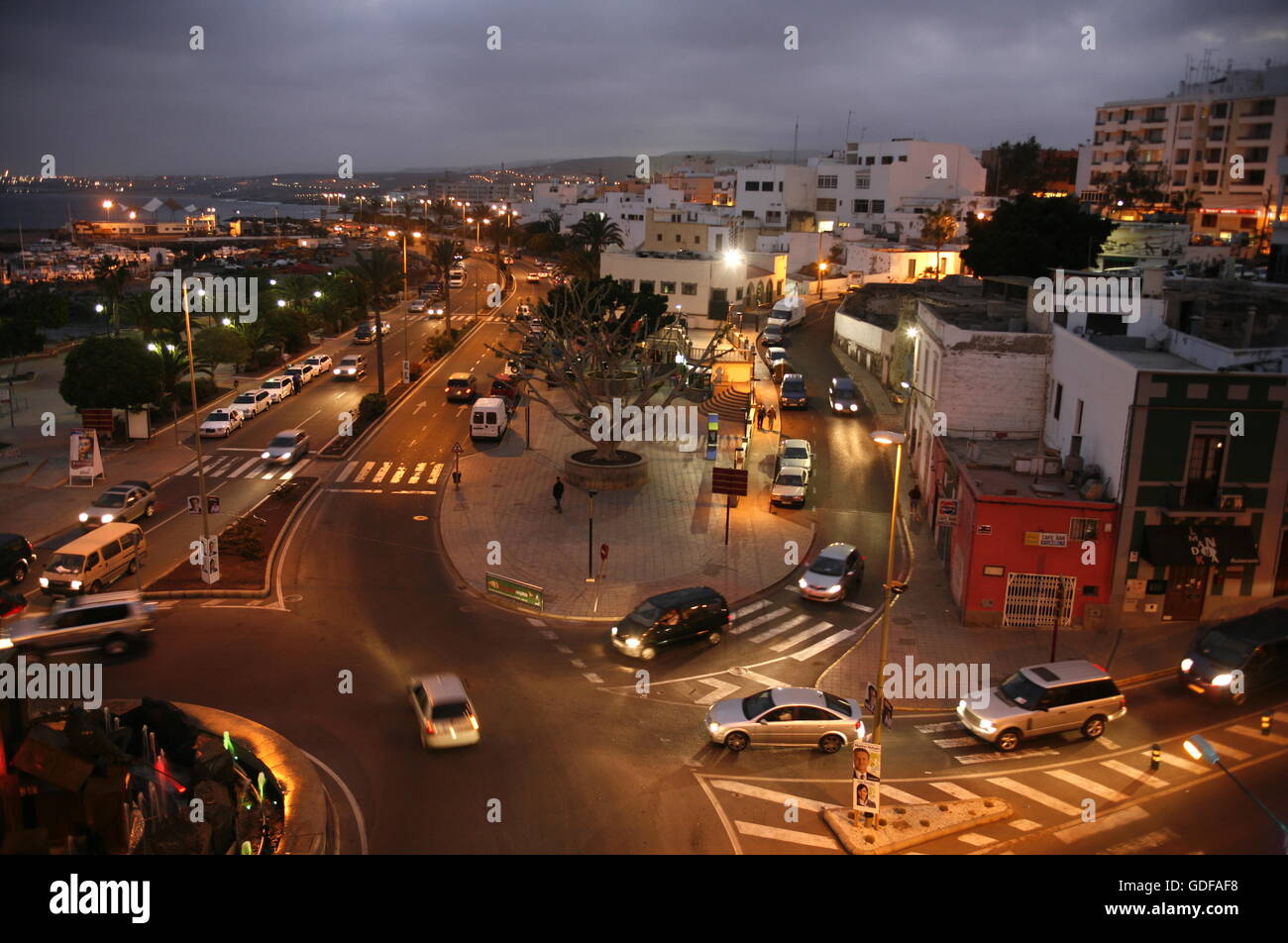 La Ville Puerto del Rosario sur l'Île Fuerteventura sur l'île des Canaries de l'Espagne dans l'océan Atlantique. Banque D'Images