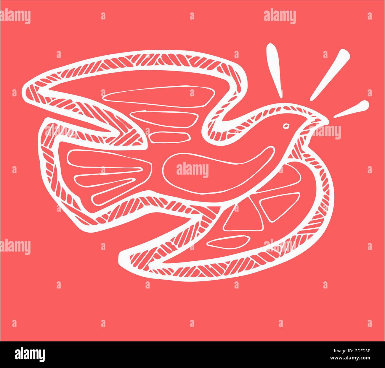 Hand drawn vector illustration ou dessin d'une colombe représentant le