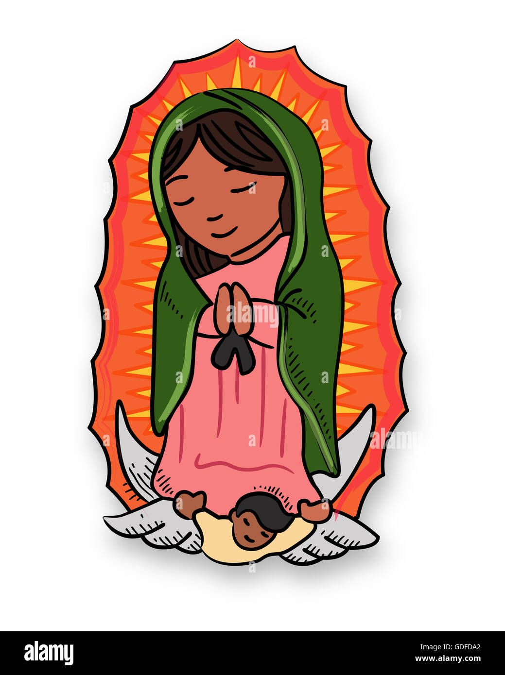 Vector illustration ou dessin de la Vierge Marie de Guadalupe Banque D'Images