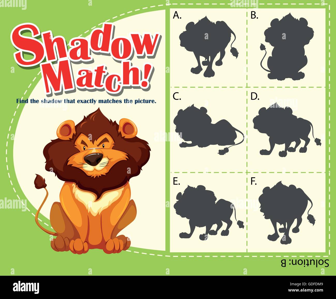 Modèle de jeu avec des illustration lion Illustration de Vecteur