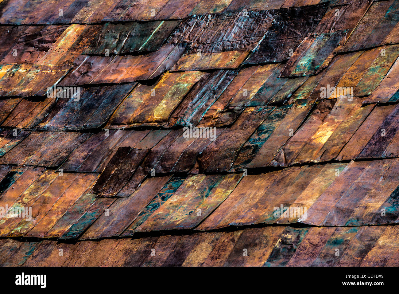 Les bardeaux de toiture en métal rustique ancien Motif Bodie Ghost Town Californie Banque D'Images