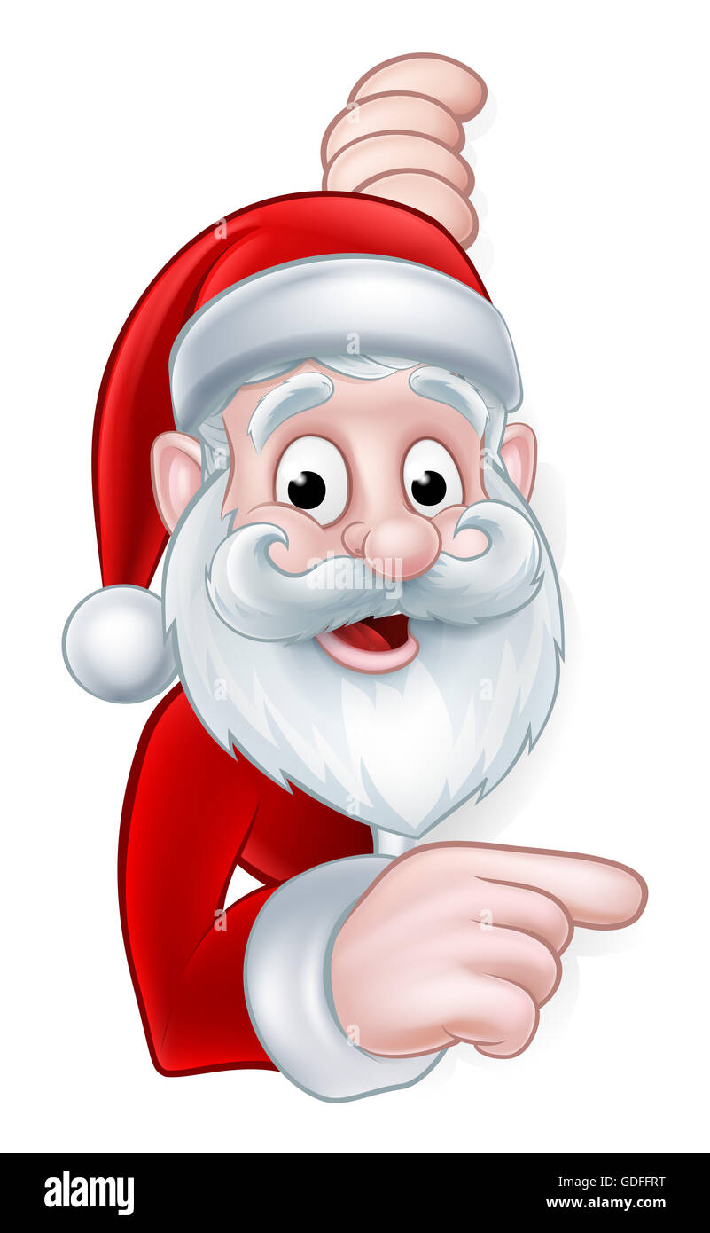 Signe de Noël dessin animé avec le Père Noël vers Banque D'Images