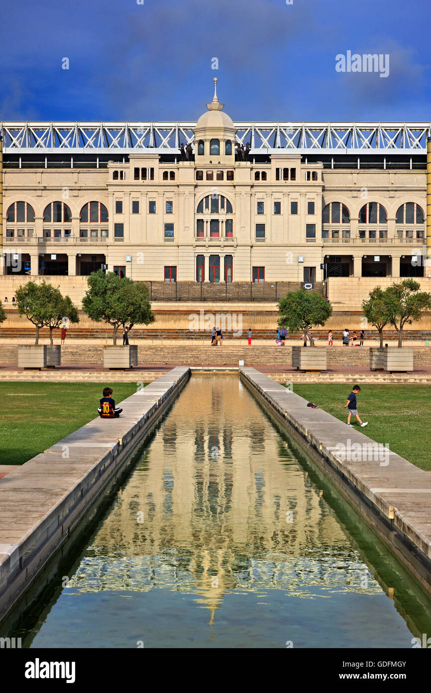 Le stade olympique (Estadi Olimpic Lluis Companys), Montjuïc, Barcelone, Catalogne, Espagne Banque D'Images