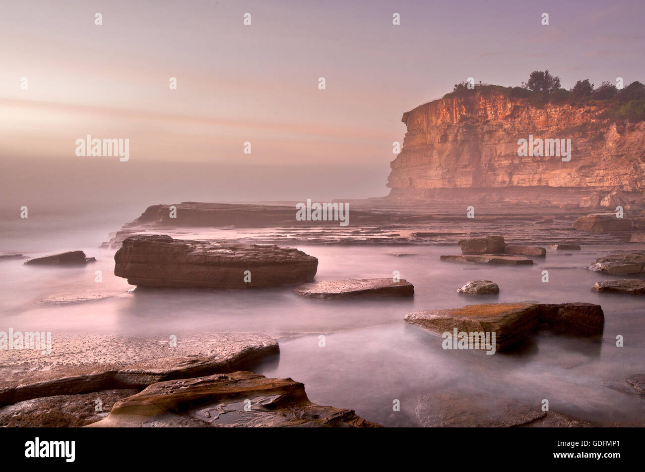 Matin de brume à l'Skillion sur la côte de Terrigal. Banque D'Images