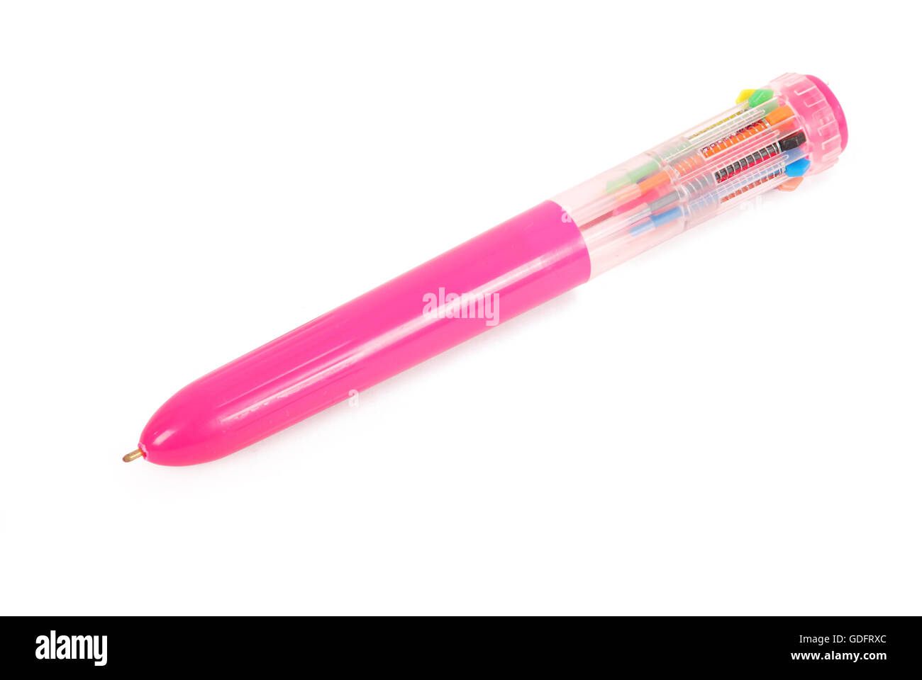 Stylo coloré fond blanc avec ombre douce libre with clipping path Banque D'Images