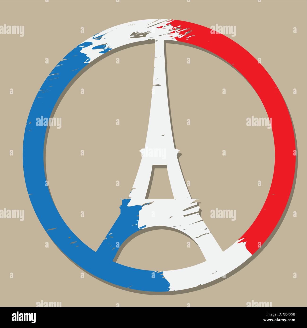 La tour Eiffel, le drapeau français, conceptuel, la paix Vector illustration Illustration de Vecteur