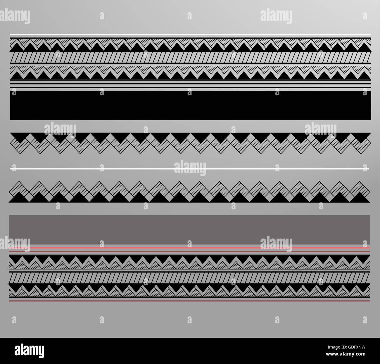L'illustration ou le dessin d'un motif maori bordée géométrique Banque D'Images