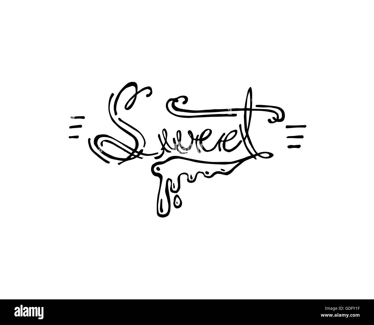 Illustration à la main ou un dessin de la mot en manuscrit Sweet Banque D'Images