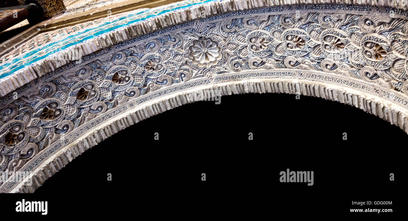 Détail de la plâtrière superbe sur une porte dans l'Alcazar de Séville, Espagne Banque D'Images