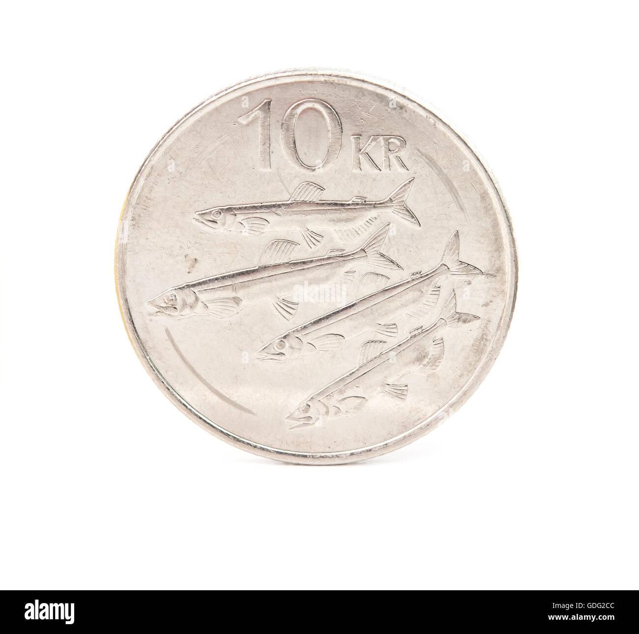 10 couronne islandaise coin isolé sur fond blanc Banque D'Images