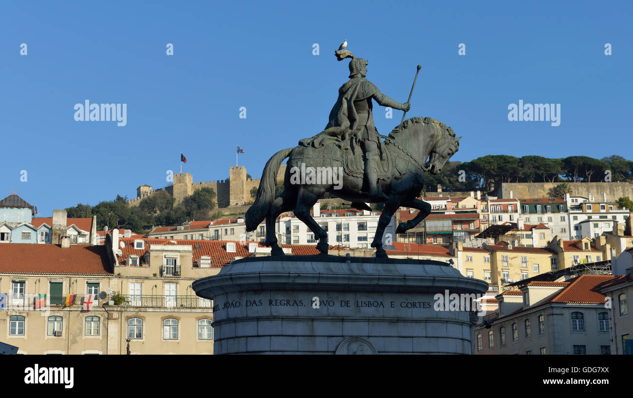 Praca da Figueira statue de Dom Joao I Lisbonne, Portugal, UNION EUROPÉENNE Banque D'Images