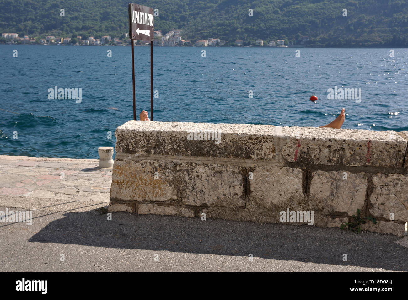 L'homme soleil à Perast, Monténégro Banque D'Images