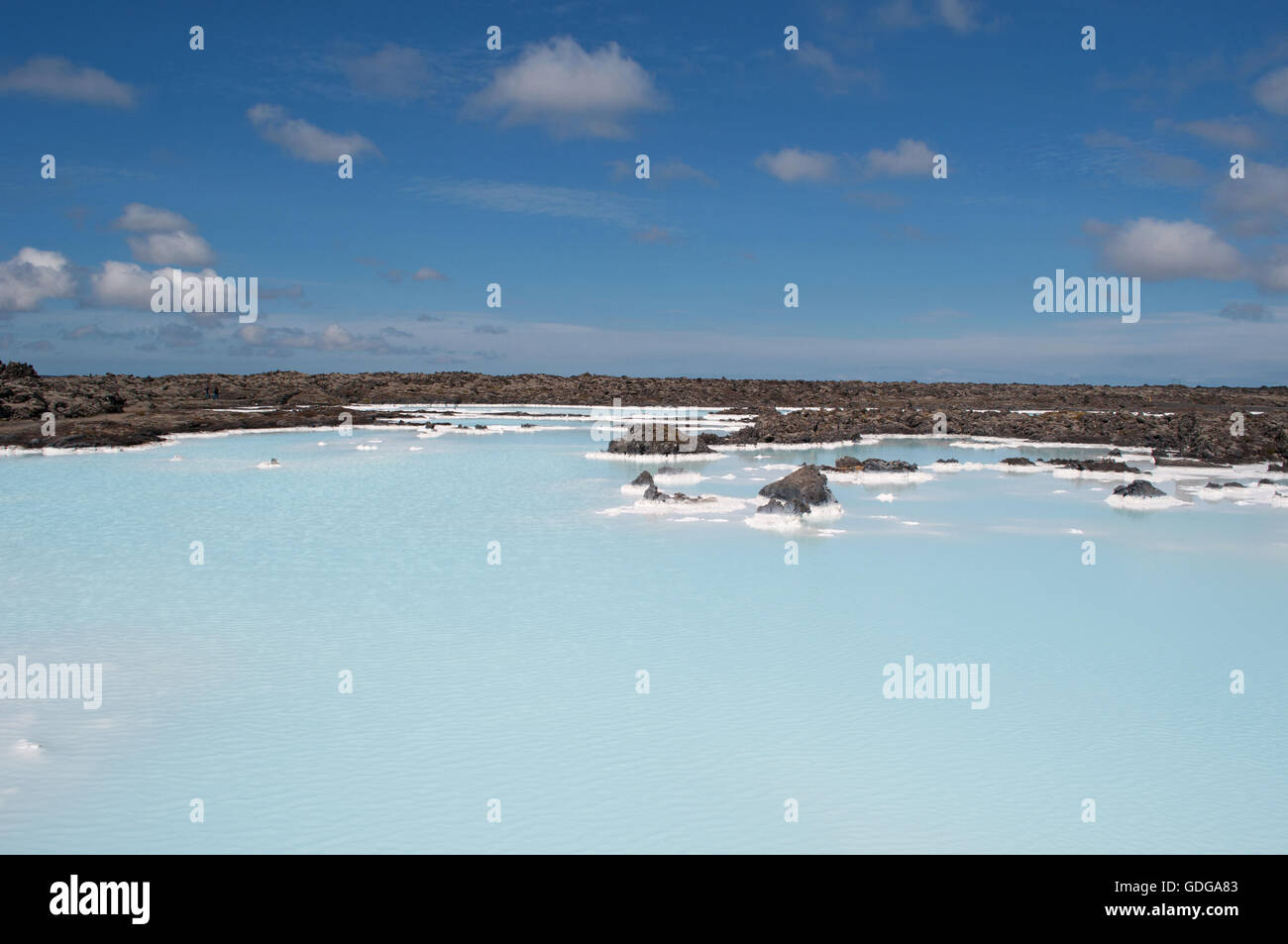 Islande : détails du Blue Lagoon, un spa géothermique situé dans un champ de lave en Grindavik, l'une des attractions touristiques les plus visitées Banque D'Images