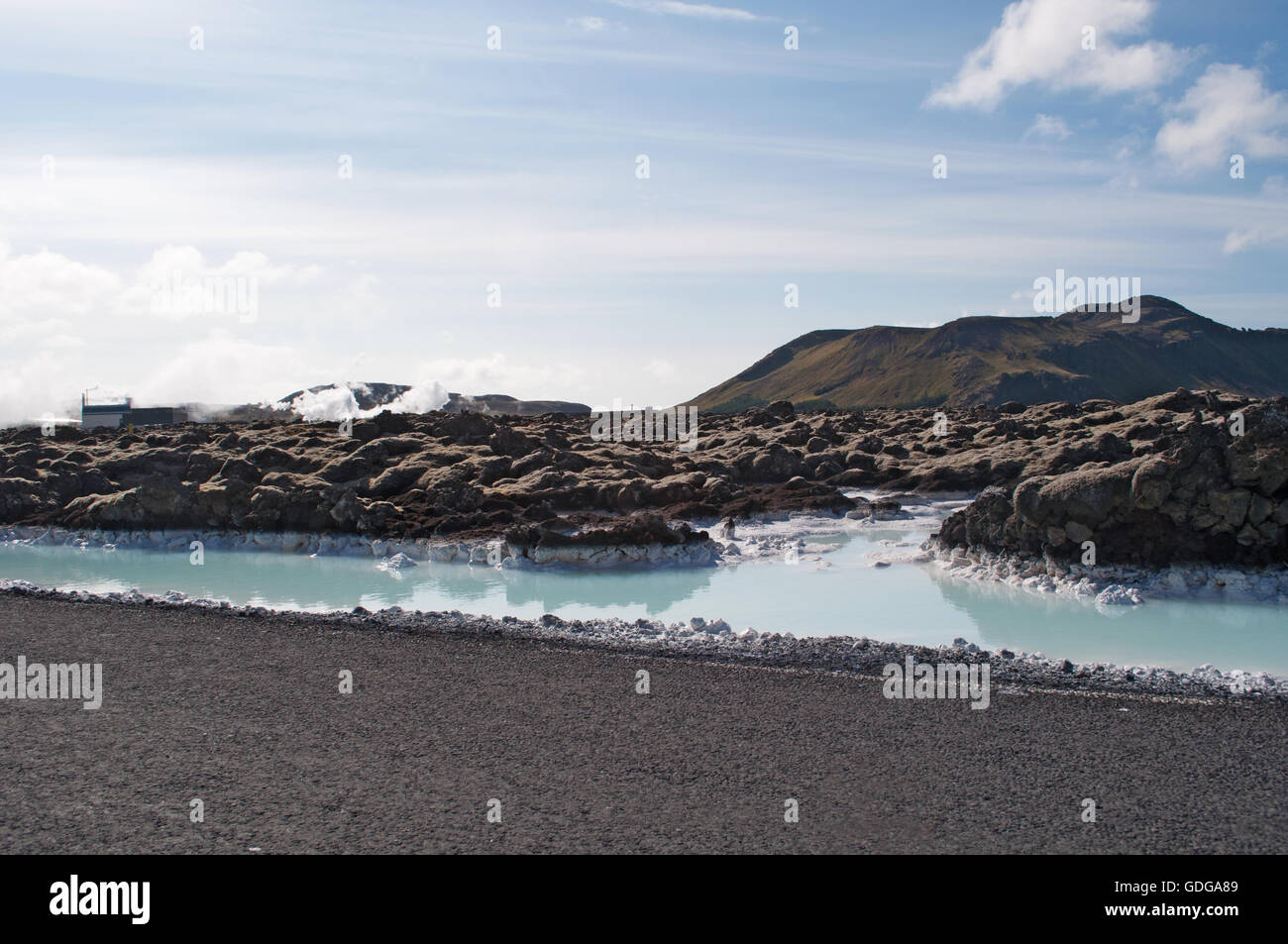 Islande : détails du Blue Lagoon, un spa géothermique situé dans un champ de lave en Grindavik, l'une des attractions touristiques les plus visitées Banque D'Images