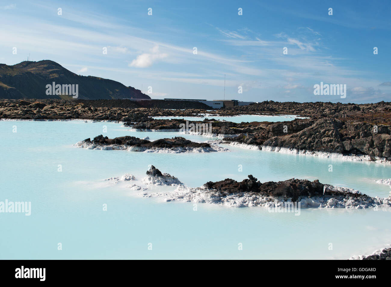 Islande : détails du Blue Lagoon, un spa géothermique situé dans un champ de lave en Grindavik, l'une des attractions touristiques les plus visitées Banque D'Images