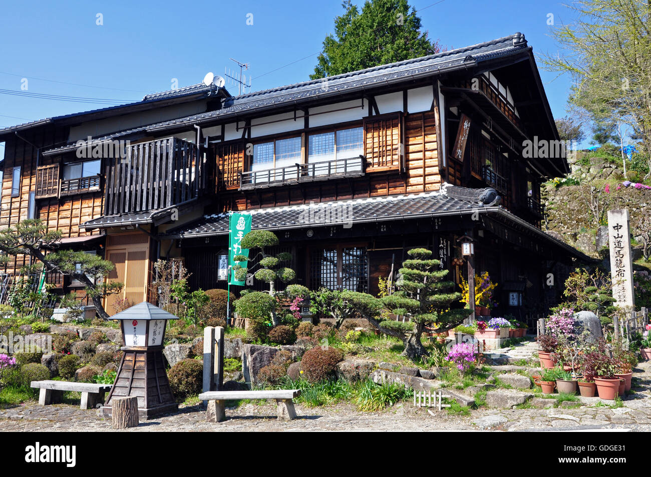 Maison dans la vallée de Kiso, Magome, Japon Banque D'Images