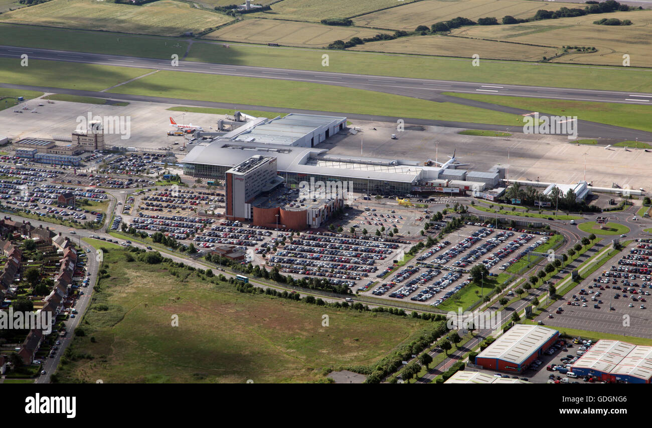 Vue aérienne de l'aéroport John Lennon de Liverpool, Royaume-Uni Banque D'Images