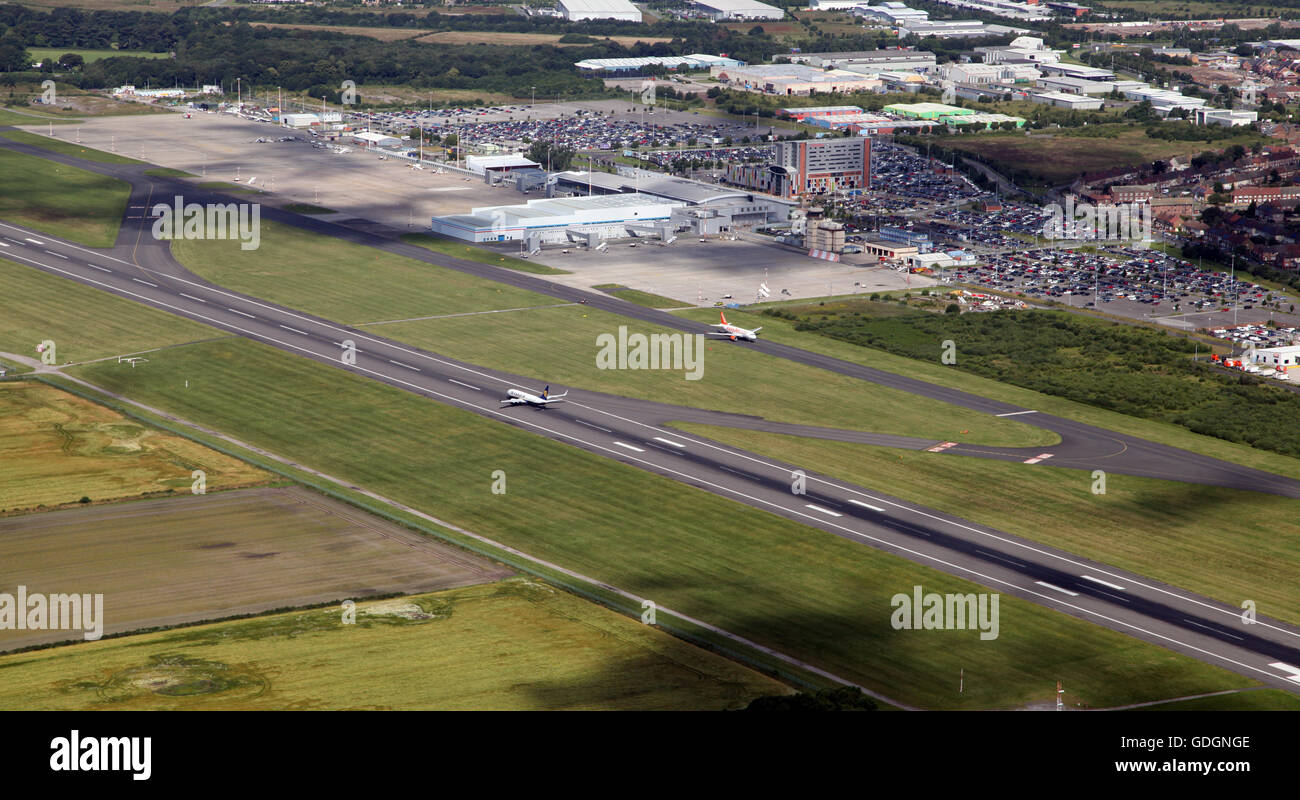 Vue aérienne de l'aéroport John Lennon de Liverpool, Royaume-Uni Banque D'Images