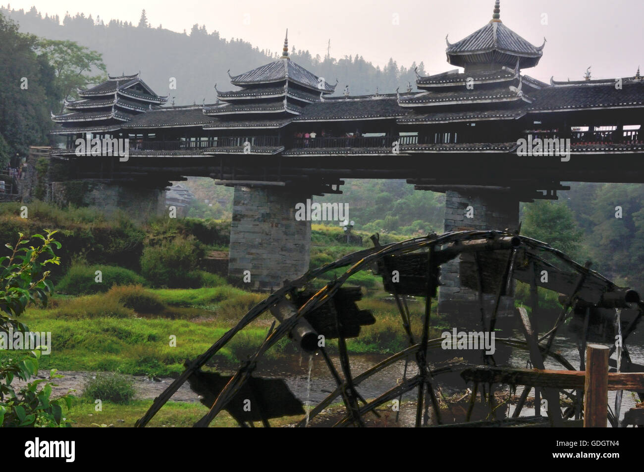 Chengyang Qiao, un Rainbridge dans le Guangxi, Chine Banque D'Images