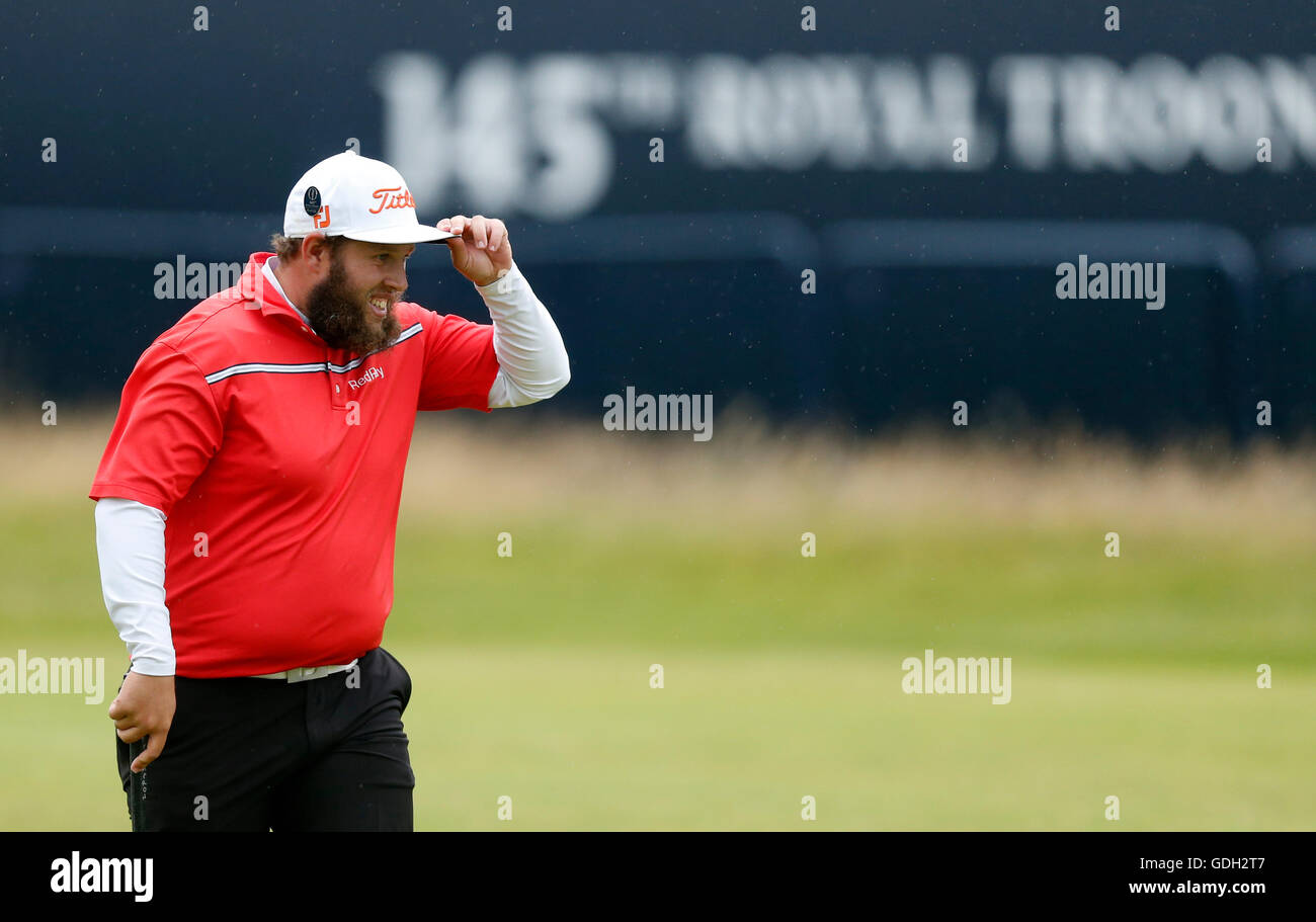 L'Angleterre Andrew Johnston sur le 18e jour pendant trois de l'Open Championship 2016 au Royal Troon Golf Club, South Ayrshire. Banque D'Images