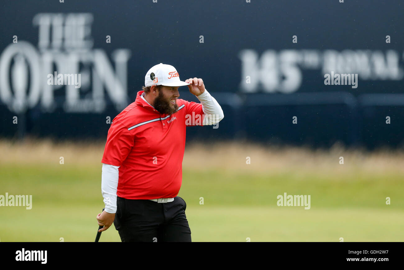 L'Angleterre Andrew Johnston sur le 18e jour pendant trois de l'Open Championship 2016 au Royal Troon Golf Club, South Ayrshire. Banque D'Images