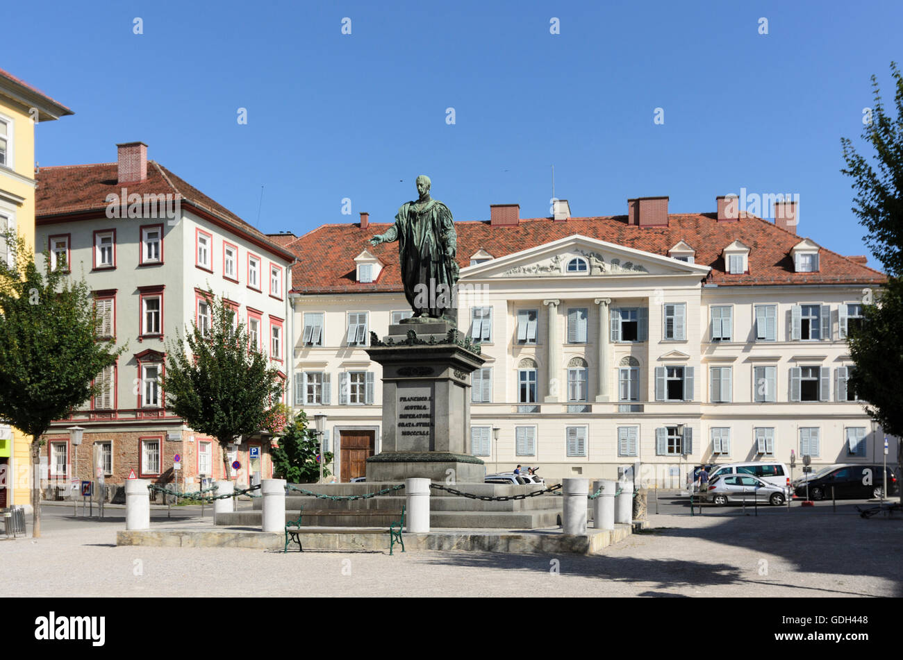 Graz : la Place de la liberté avec la personnalité de l'empereur François I. monument, l'Autriche, Styrie, Carinthie, Région Graz Banque D'Images