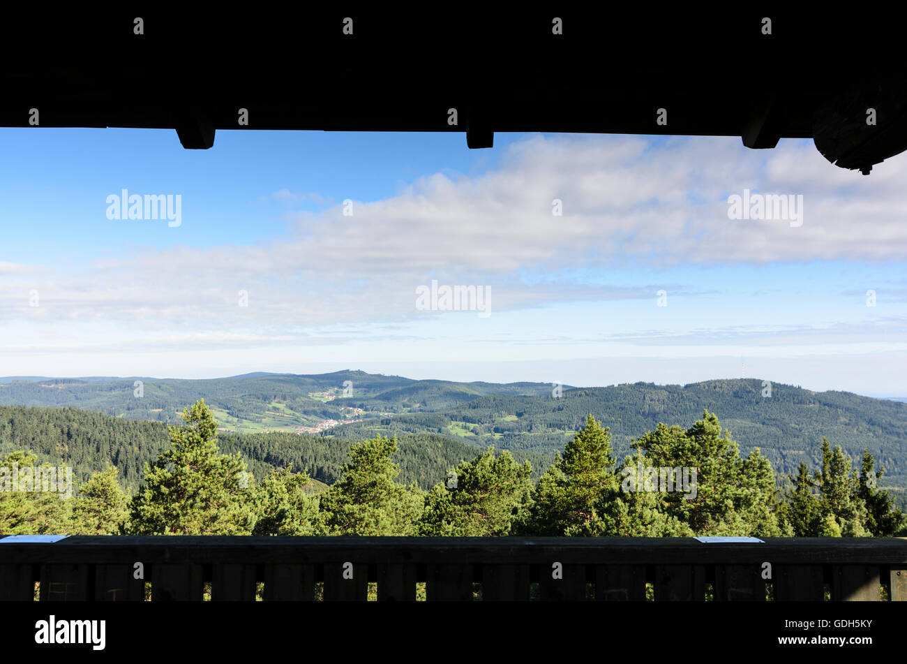 Bad Großpertholz : vue depuis la tour d'observation au Parc Naturel de Schwarzenberg à Nordwald Harmanschlag et direction NW Banque D'Images