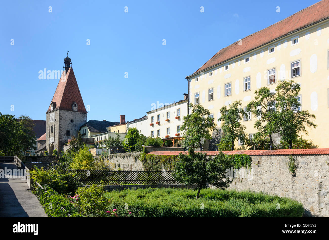 Freistadt : porte de ville Linzertor, rampart, Autriche, Niederösterreich, Autriche supérieure, Muehlviertel Banque D'Images