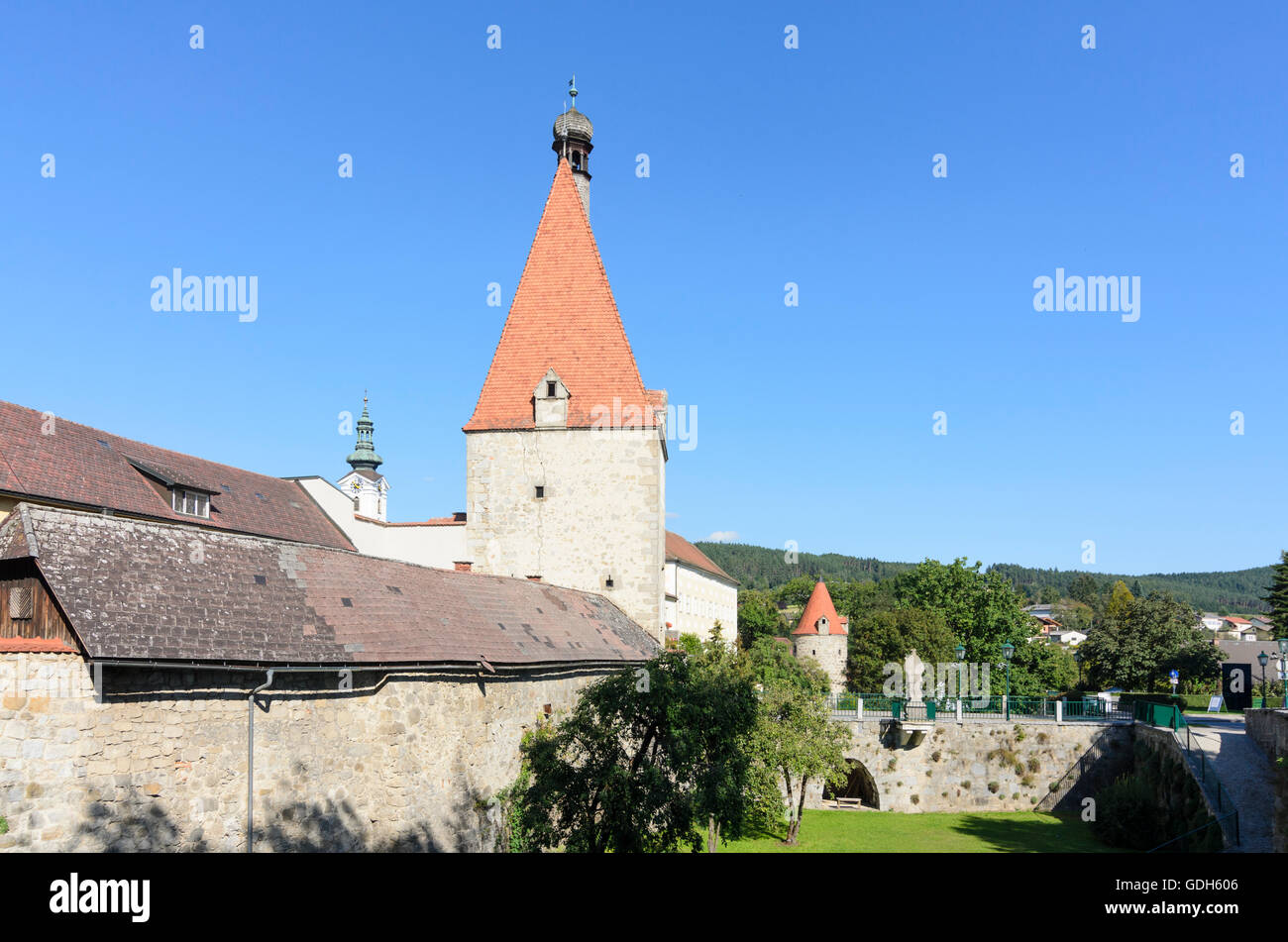 Freistadt : porte de ville Linzertor, rampart, Autriche, Niederösterreich, Autriche supérieure, Muehlviertel Banque D'Images