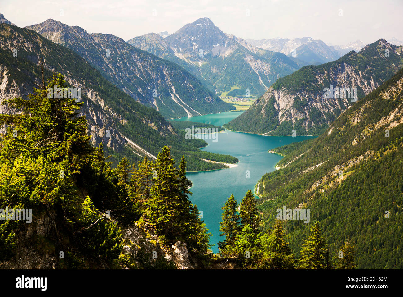 Plansee, Alpes d'Ammergau, Reutte, Tyrol, Autriche Banque D'Images