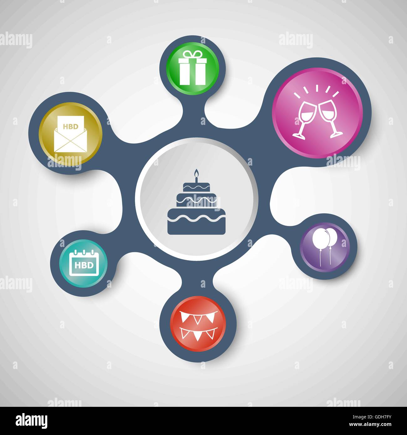 Des modèles avec d'infographie anniversaire connecté metaballs, stock vector Illustration de Vecteur