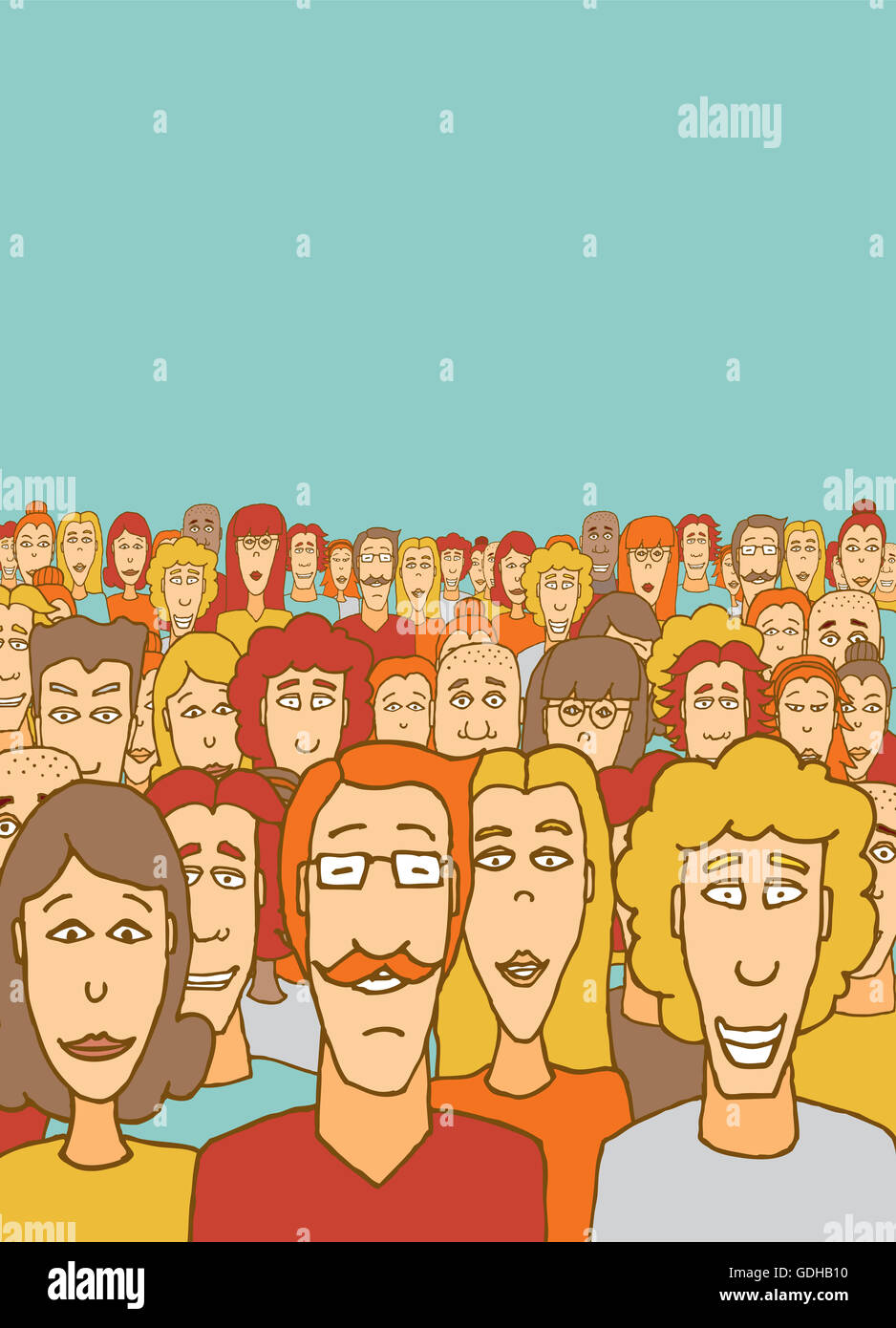 Cartoon illustration d'une grande foule community Banque D'Images