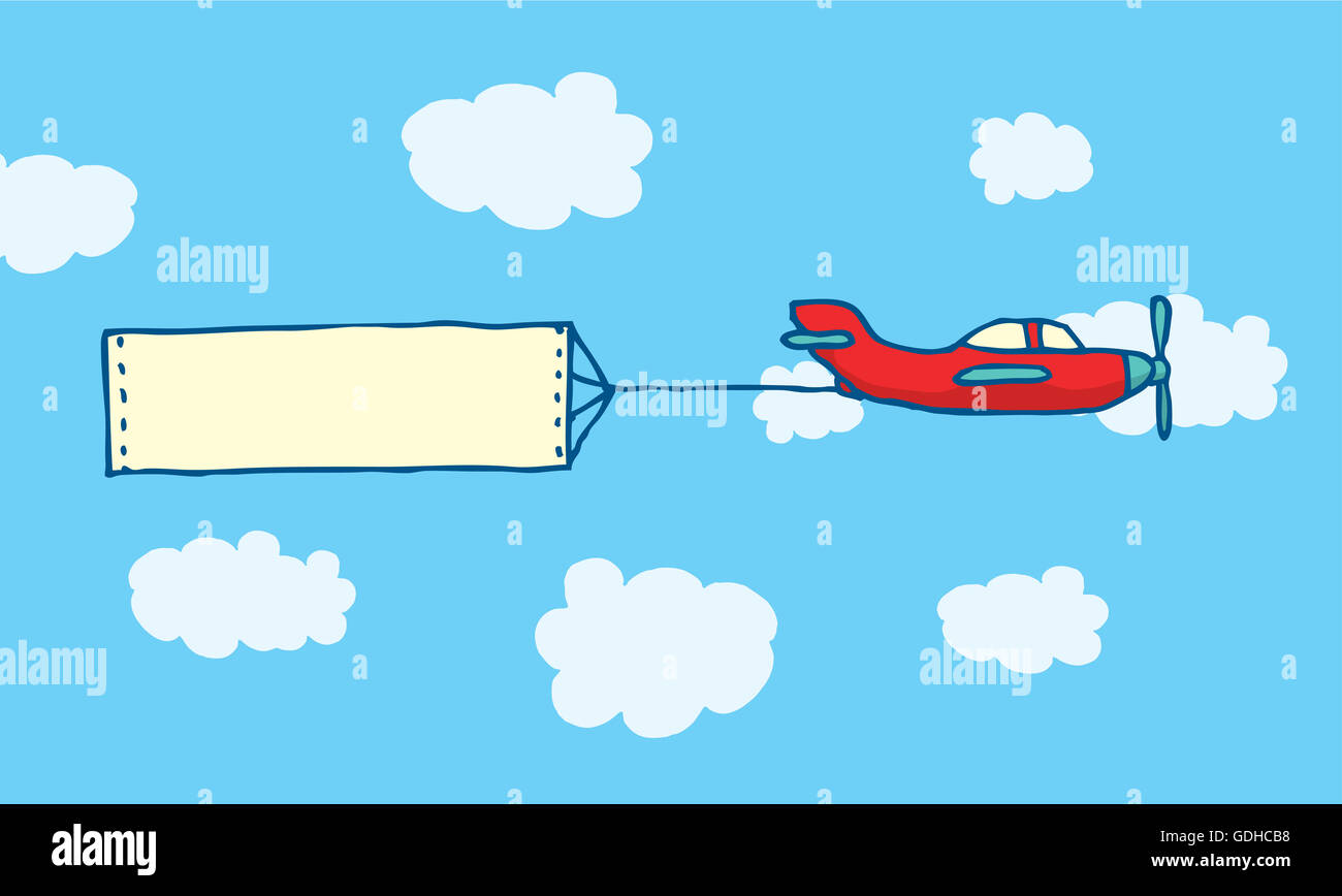 Cartoon illustration de message vide sur avion signer ou une bannière Banque D'Images