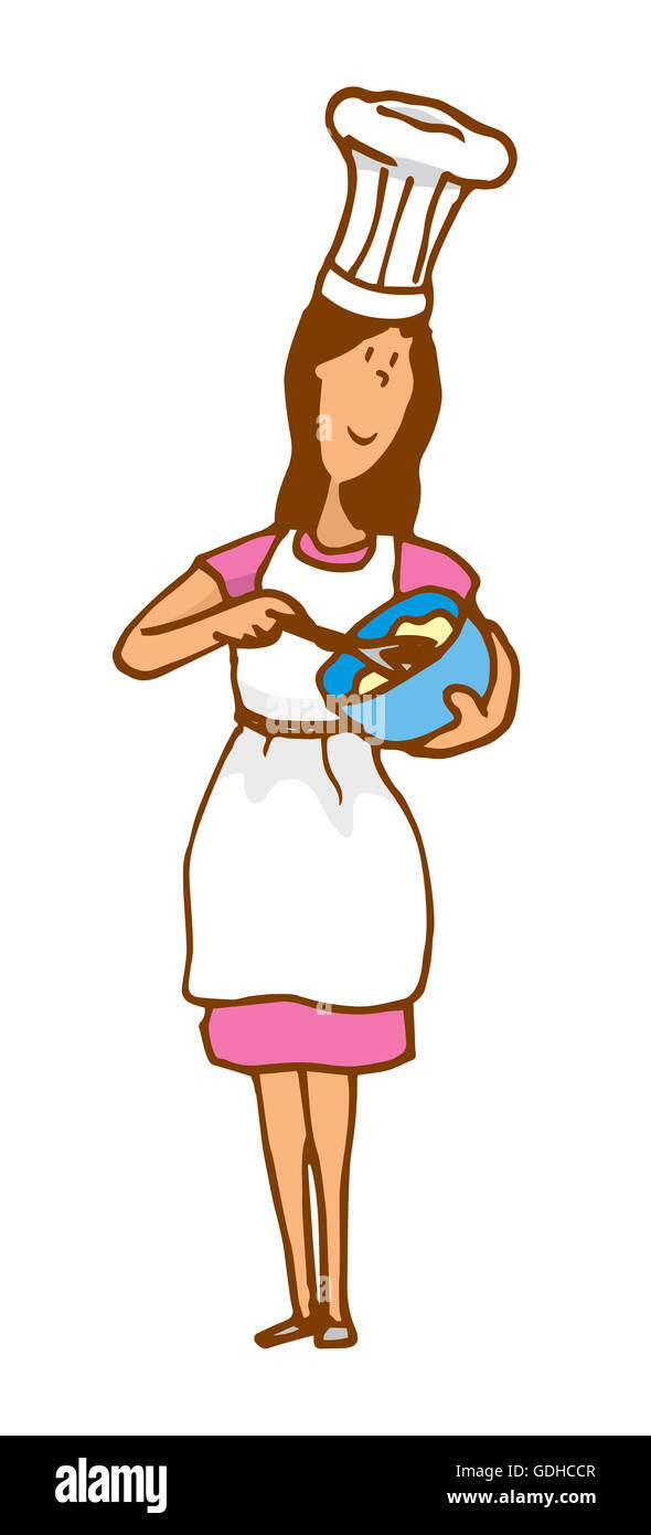 Cartoon illustration de femme chef de flagellation ou de mélanger la pâte  dans un bol Photo Stock - Alamy