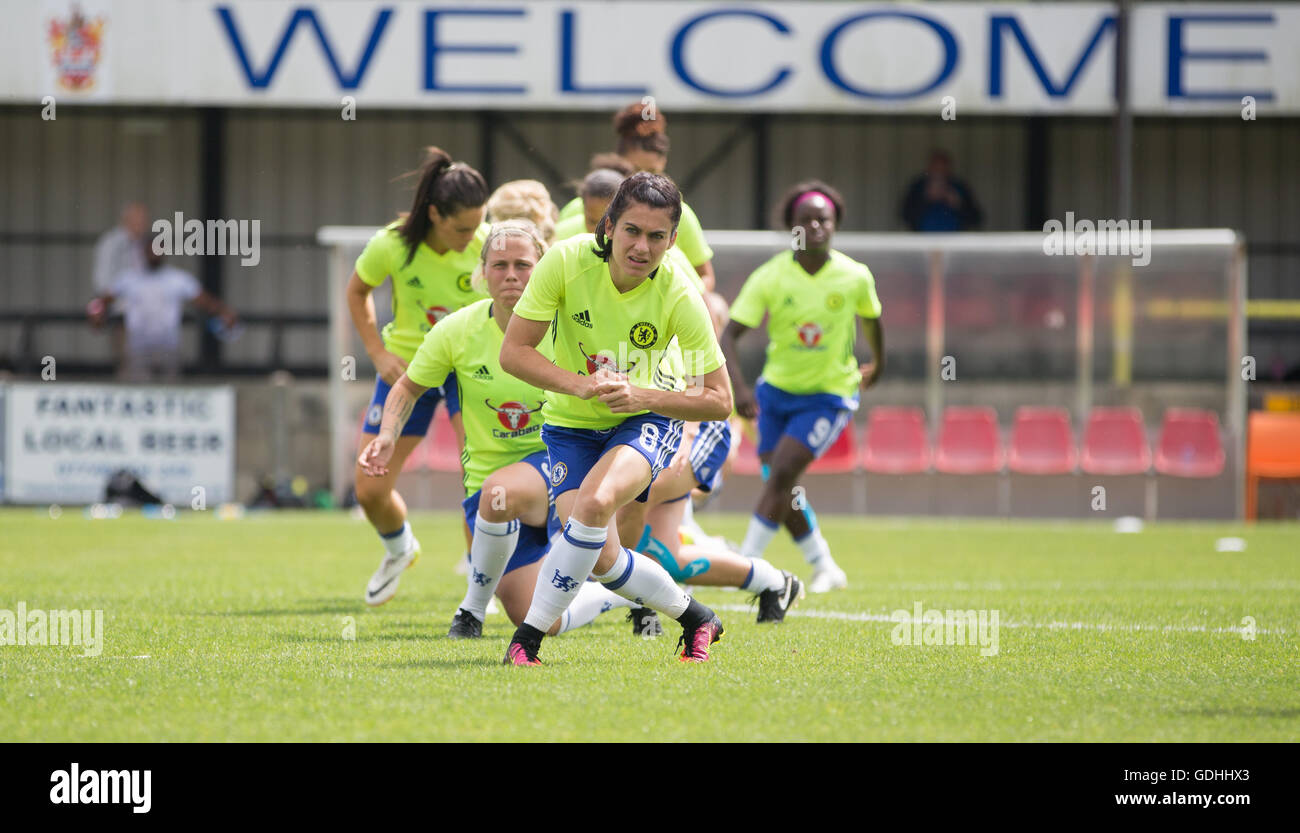 Wheatsheaf Park, Staines, Royaume-Uni. 17 juillet, 2016. Womens FA Super League 1. Mesdames et Mesdames Arsenal Chelsea. Chelsea Mesdames réchauffer avant le match : Action Crédit Plus Sport/Alamy Live News Banque D'Images