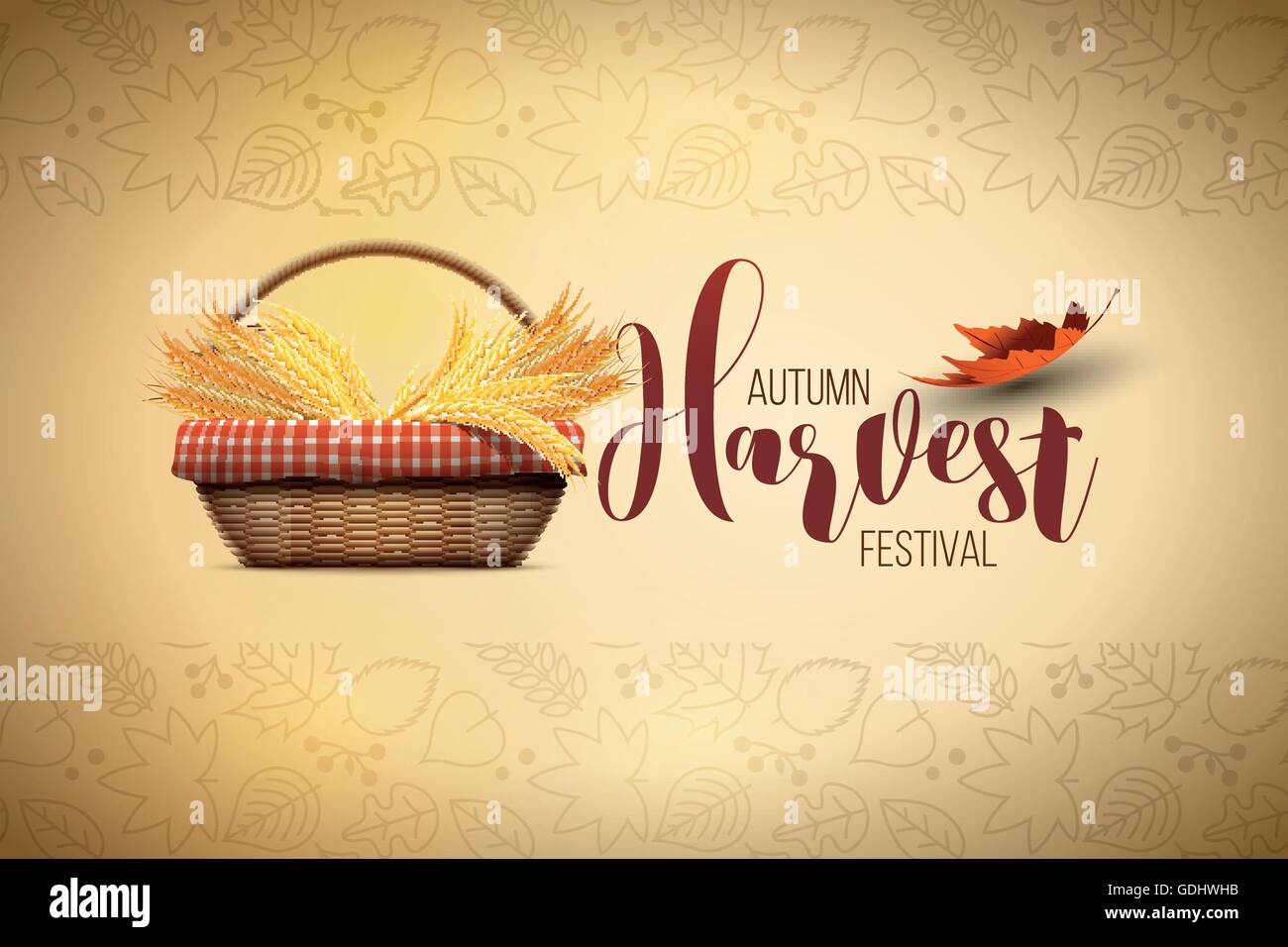 La récolte d'automne vecteur modèle de conception de l'affiche du festival. Les éléments sont séparément en couches en fichier vectoriel. Illustration de Vecteur
