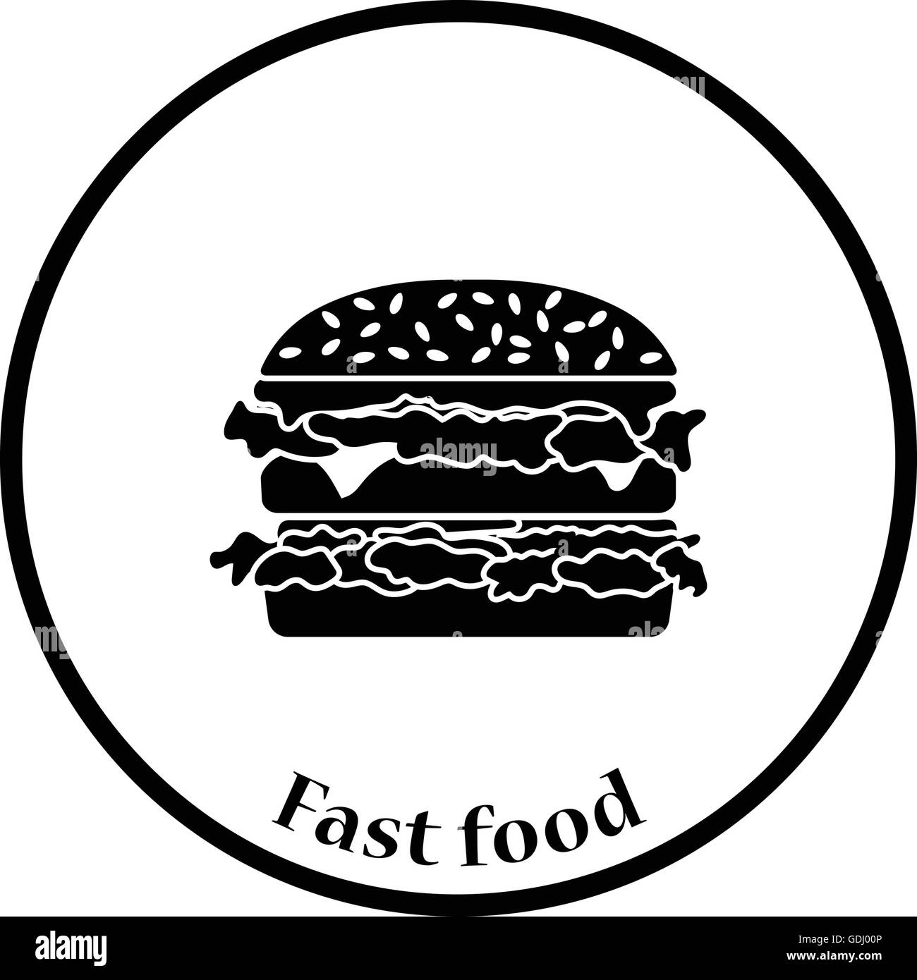 L'icône du hamburger. Cercle mince de conception. Vector illustration. Illustration de Vecteur