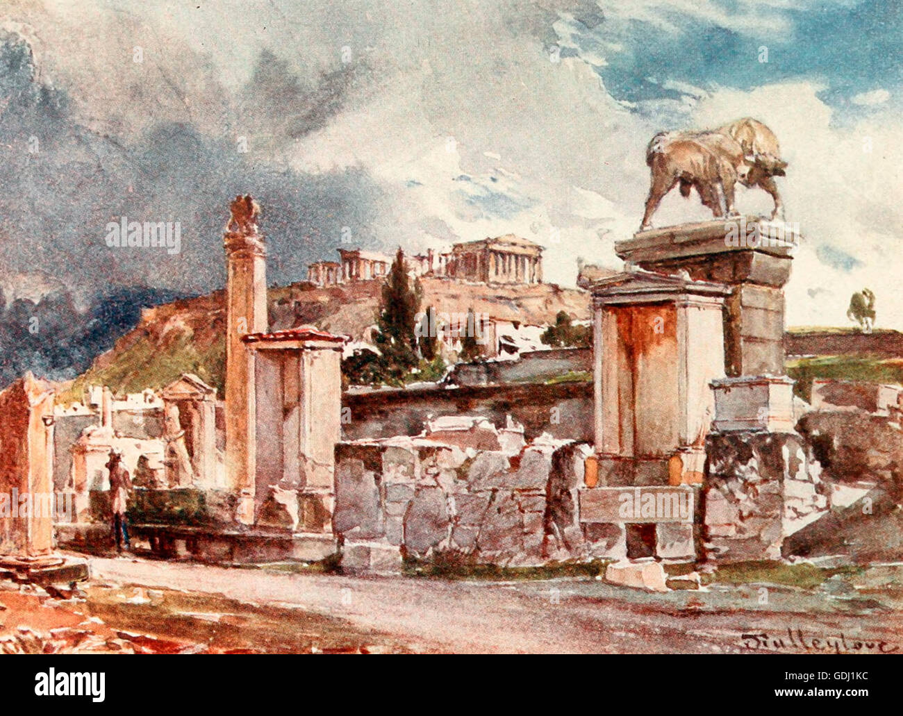 La Rue des tombeaux à l'extérieur du Dipylon (Gate) à Athènes. Grèce, circa 1900 Banque D'Images