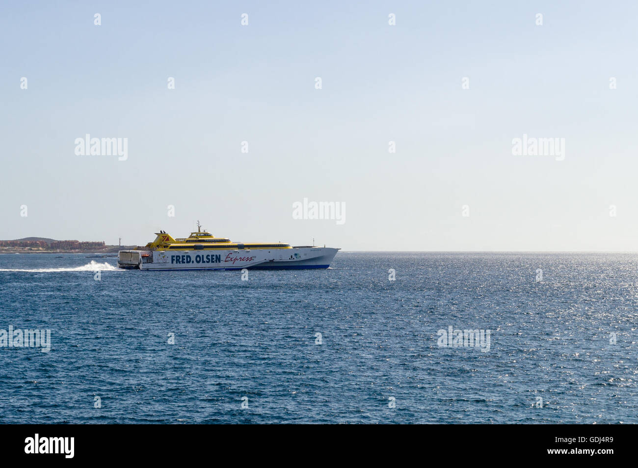 TENERIFE, ESPAGNE - 19 janvier 2016 : Fred ferry rapide. Olsen Express qui relie Tenerife avec d'autres îles de l'archipel des Canaries. Banque D'Images