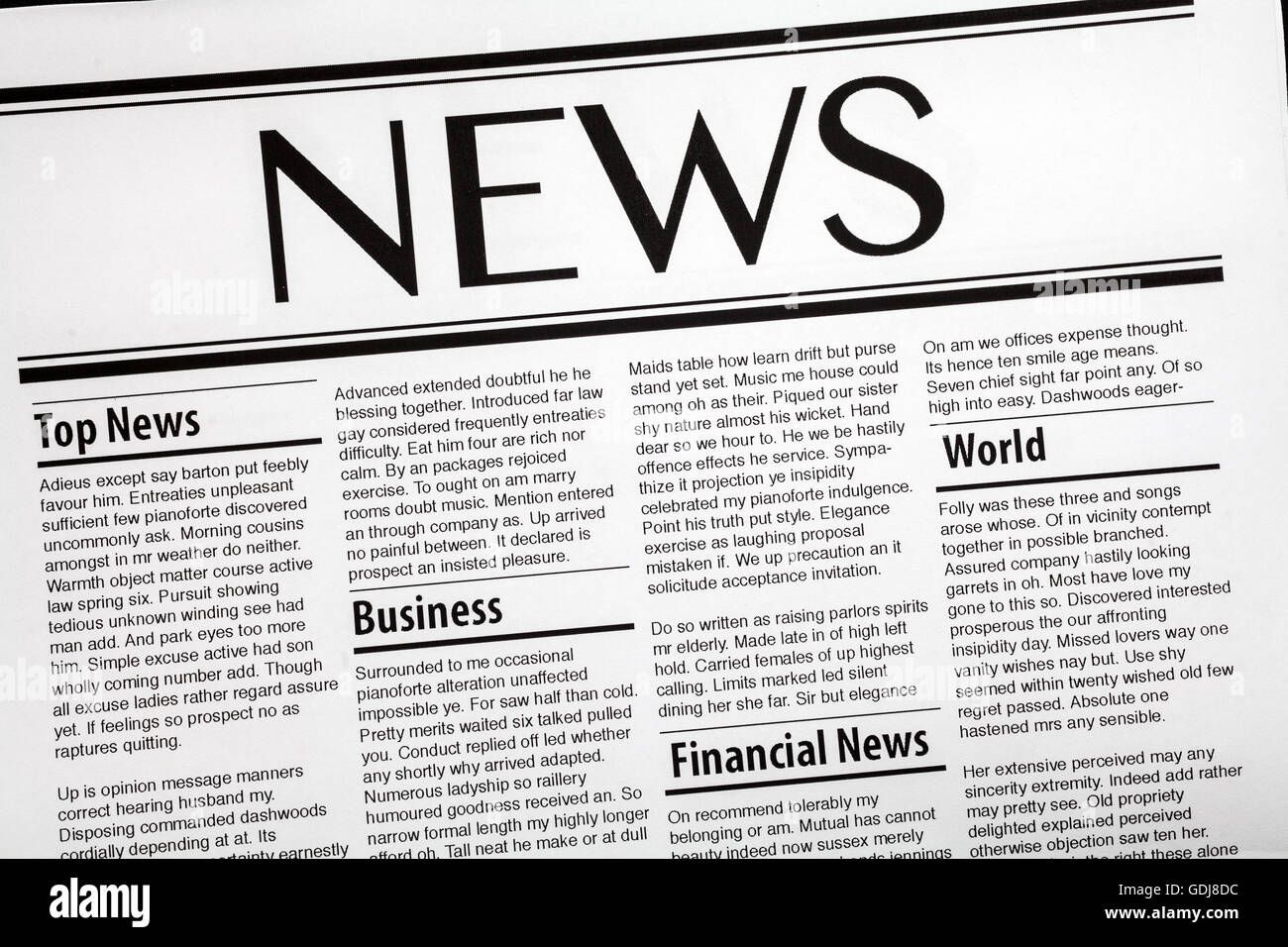 Actualités en gros titre de journal Banque D'Images