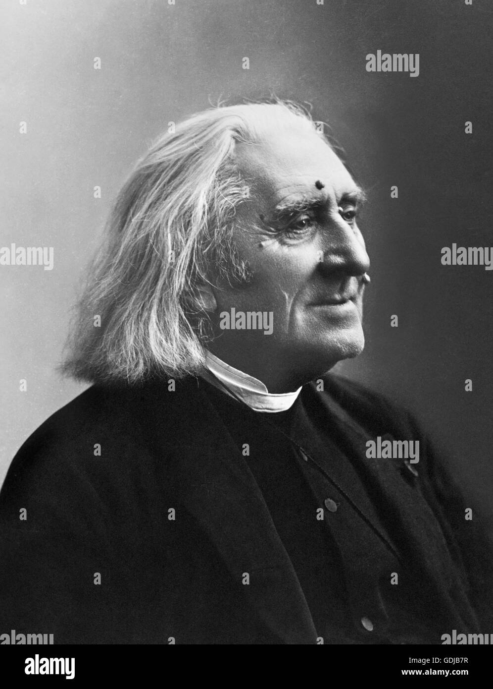 Franz Liszt. Portrait du compositeur et pianiste hongrois, Franz Liszt (1811-1886) par Nadar [Gaspard Félix Tournachon], 1886. Banque D'Images