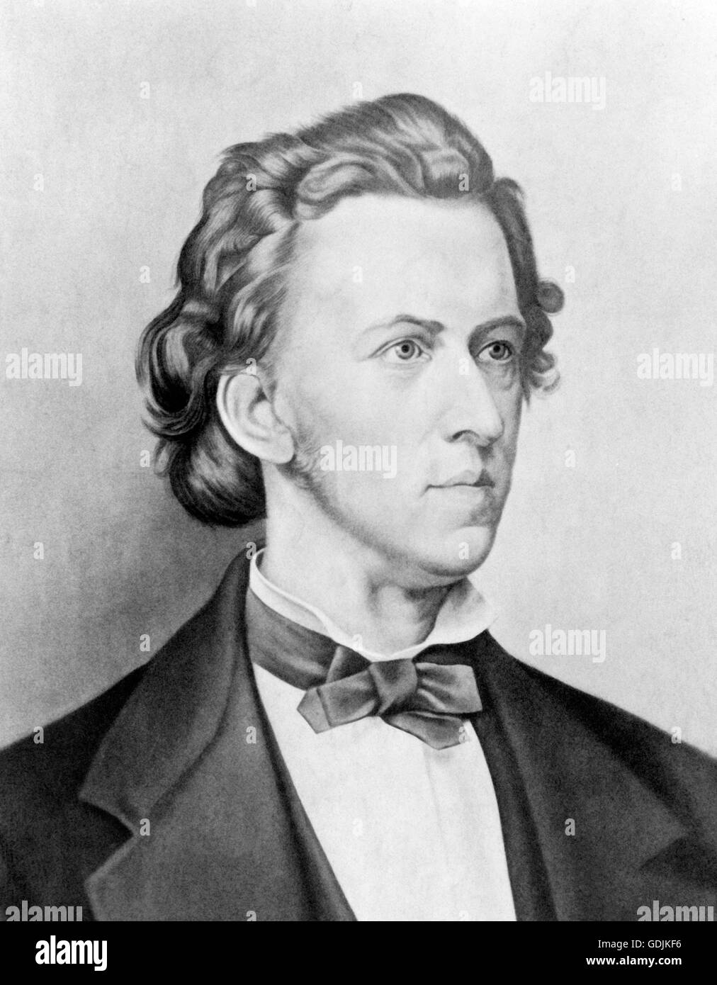 Chopin. Portrait du compositeur et pianiste polonais, Frédéric François Chopin (1810-1849). Banque D'Images