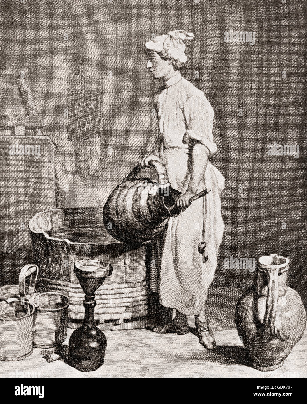 Le Garcon Cabartier (le serveur), après la peinture de Jean Siméon Chardin. À partir de l'Amateur, publushed 1916 illustré. Banque D'Images
