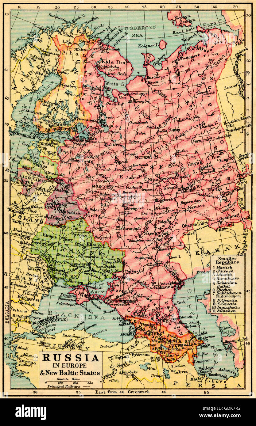 1930 Une Carte De La Russie Dans Leurope Et Les Nouvelles