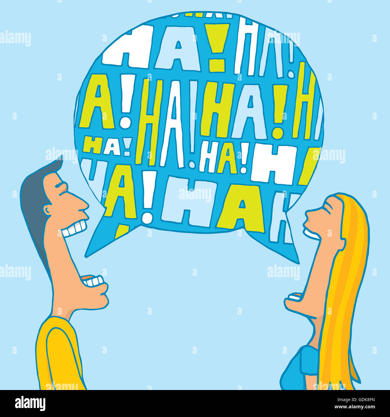 Cartoon illustration d'un couple partageant un rire ou rire ensemble Banque D'Images