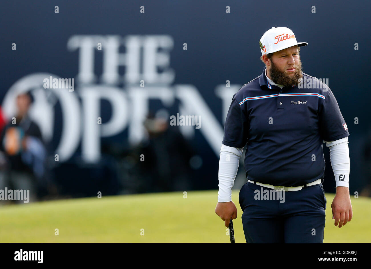 L'Angleterre Andrew Johnston sur la 18e journée lors de quatre de l'Open Championship 2016 au Royal Troon Golf Club, South Ayrshire. Banque D'Images