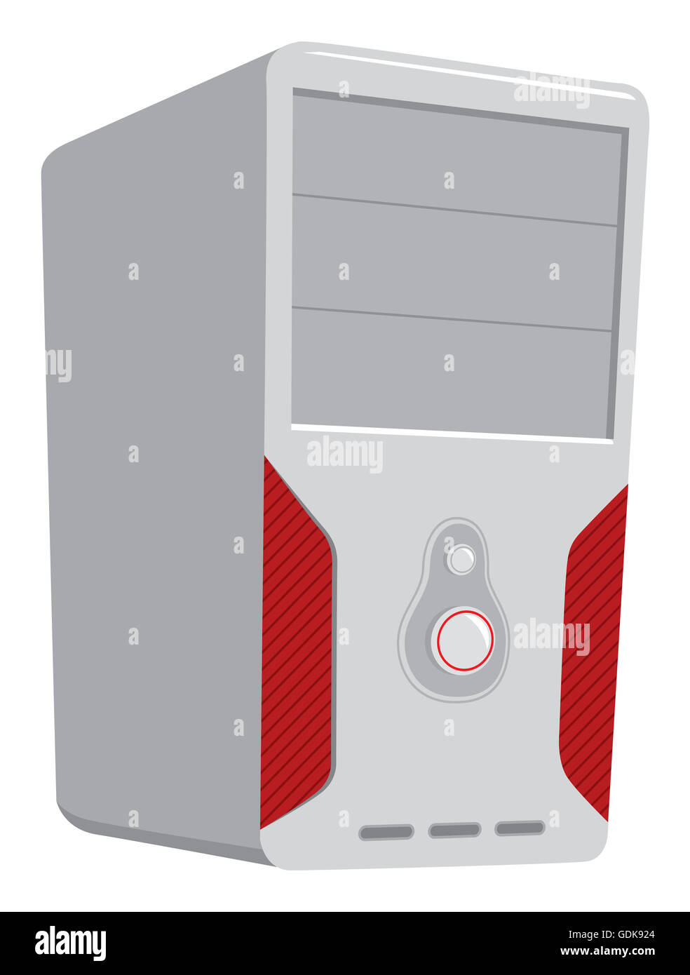Cartoon illustration de l'ordinateur ou unité centrale avec les feux rouges Banque D'Images