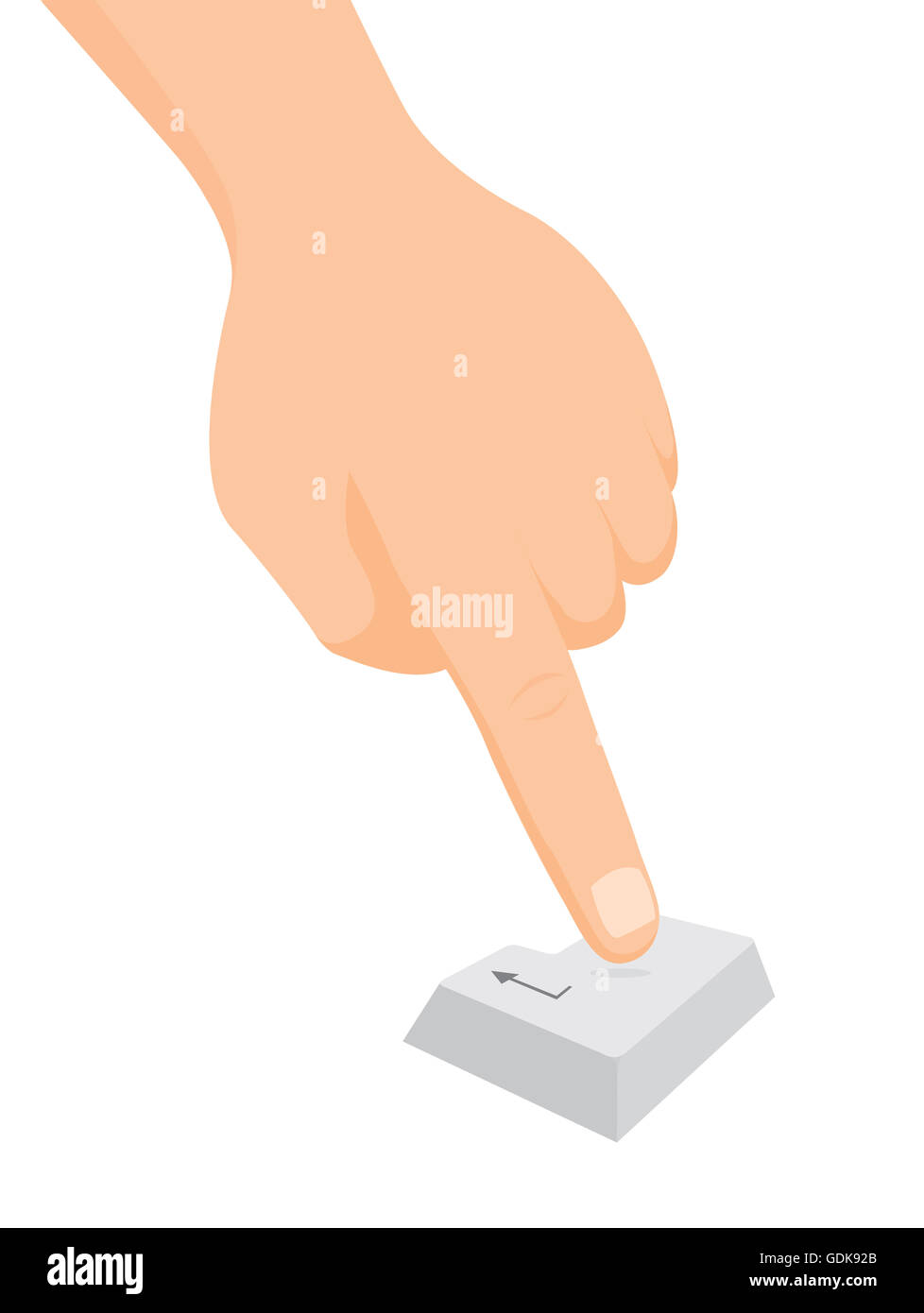 Cartoon illustration de part en appuyant sur la touche entrée Banque D'Images