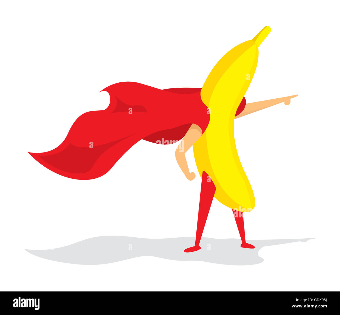 Cartoon illustration de banana super héros sauver la journée Banque D'Images
